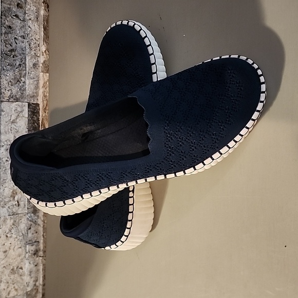 Skechers Shoes - Skechers Wedge Comfort Memory Foam Slip On Navy Blue Women's  Shoes